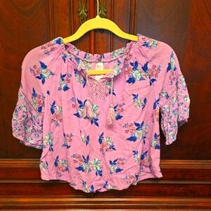 Floral Off The Shoulders Girls Top Size 10